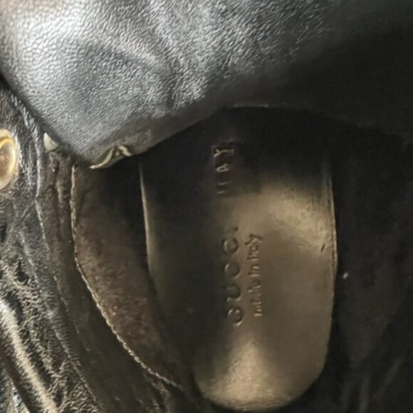 GUCCI coda Guccissima black leather high-top sneakers 221825 size11 - Picture 11 of 11